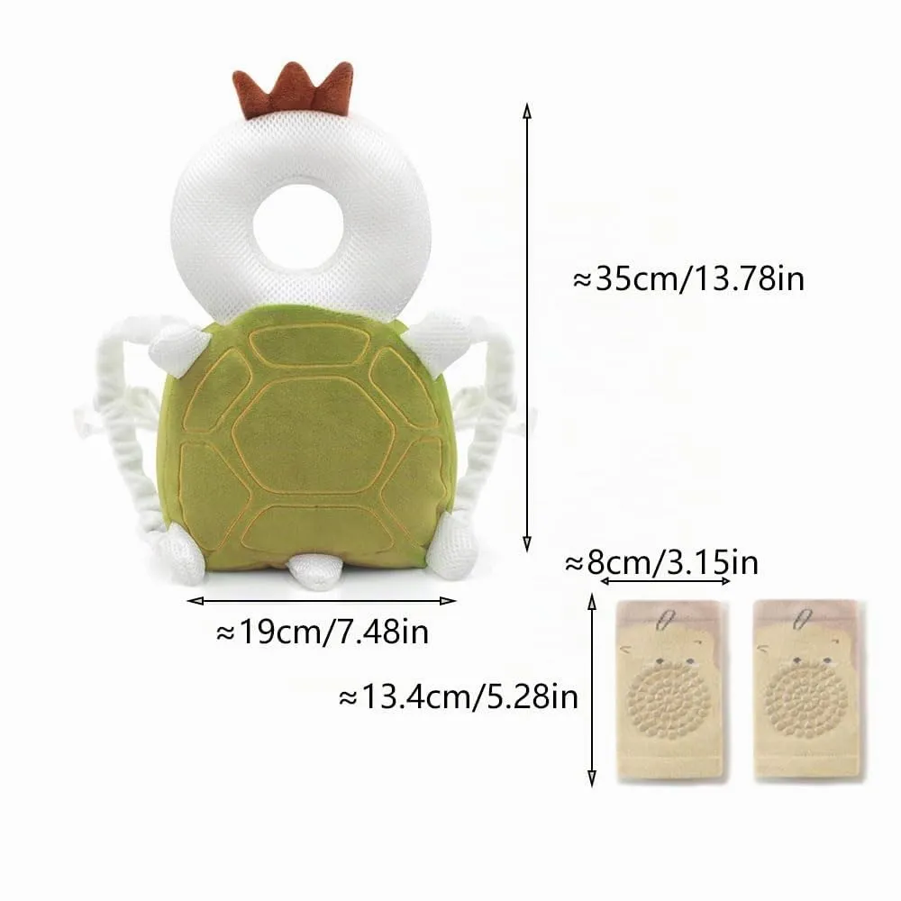 Furforstk protezione testa bambino con ginocchiere caschetto primi passi Traspirante casco neonato primi passi per gattonare e camminare, Regolabile (Tartaruga) Il bambino non resiste - immagine 6