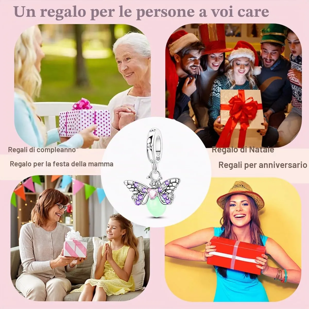 LNQOBU Charms Colgante Camaleón Charm Donna Argento Sterling 925Bead Charme da Donna per Bracciali e Collane - immagine 8