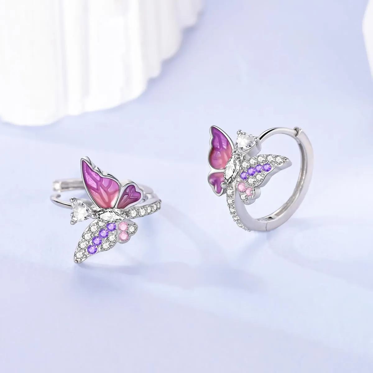 QIKAOLA S925 Orecchini in argento da donna Orecchini a cerchio ipoallergenici Orecchini Huggie con zirconia cubica - immagine 3