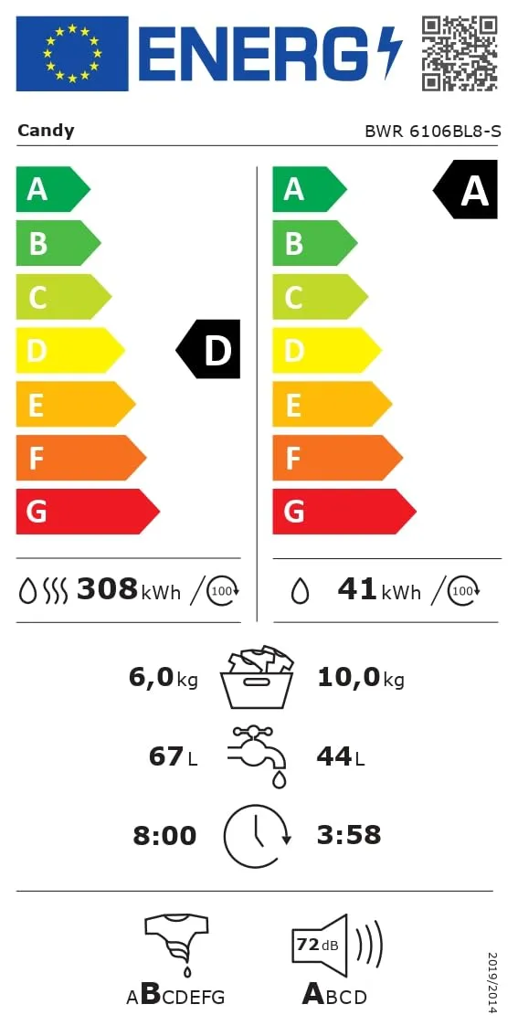 Candy ProWash&Dry 500 Lavasciuga 10+6 Kg, 1600 Giri, Classe D, Bianca - immagine 8
