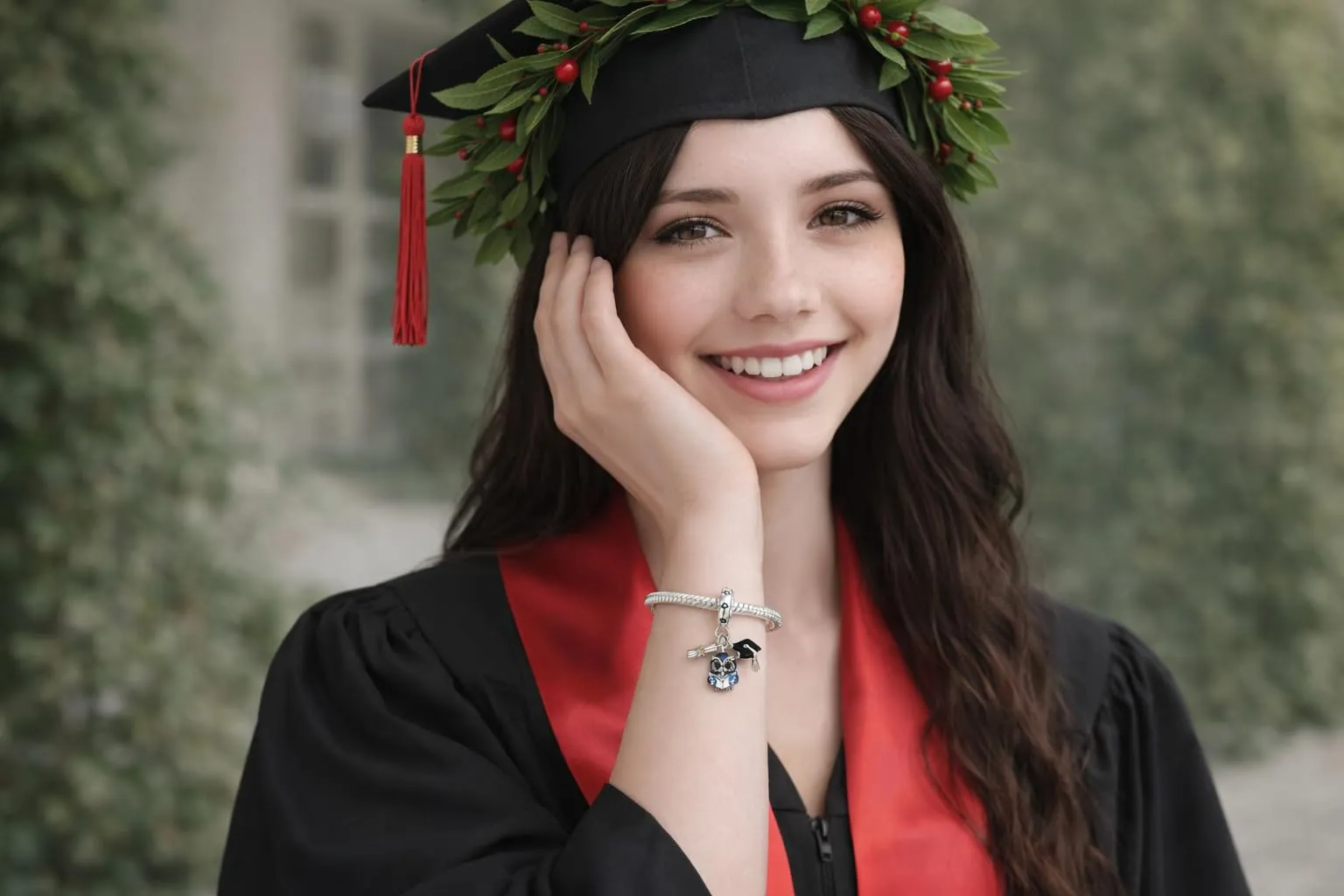 MariaFonte Charm Compatibile Tutte Marche Pendente Laurea Diploma Gufo Pergamena Cappello Libro Compleanno Anniversario Ciondoli Originale Bead Argento 925 Portafortuna Cuore - immagine 4