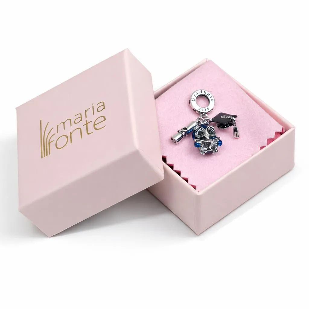 MariaFonte Charm Compatibile Tutte Marche Pendente Laurea Diploma Gufo Pergamena Cappello Libro Compleanno Anniversario Ciondoli Originale Bead Argento 925 Portafortuna Cuore - immagine 6