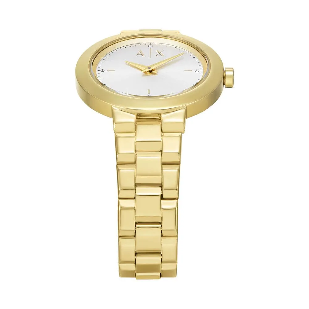 Armani Exchange Orologio da donna, Movimento al quarzo a due lancette e cassa da 36 mm con cinturino in acciaio o pelle - immagine 4