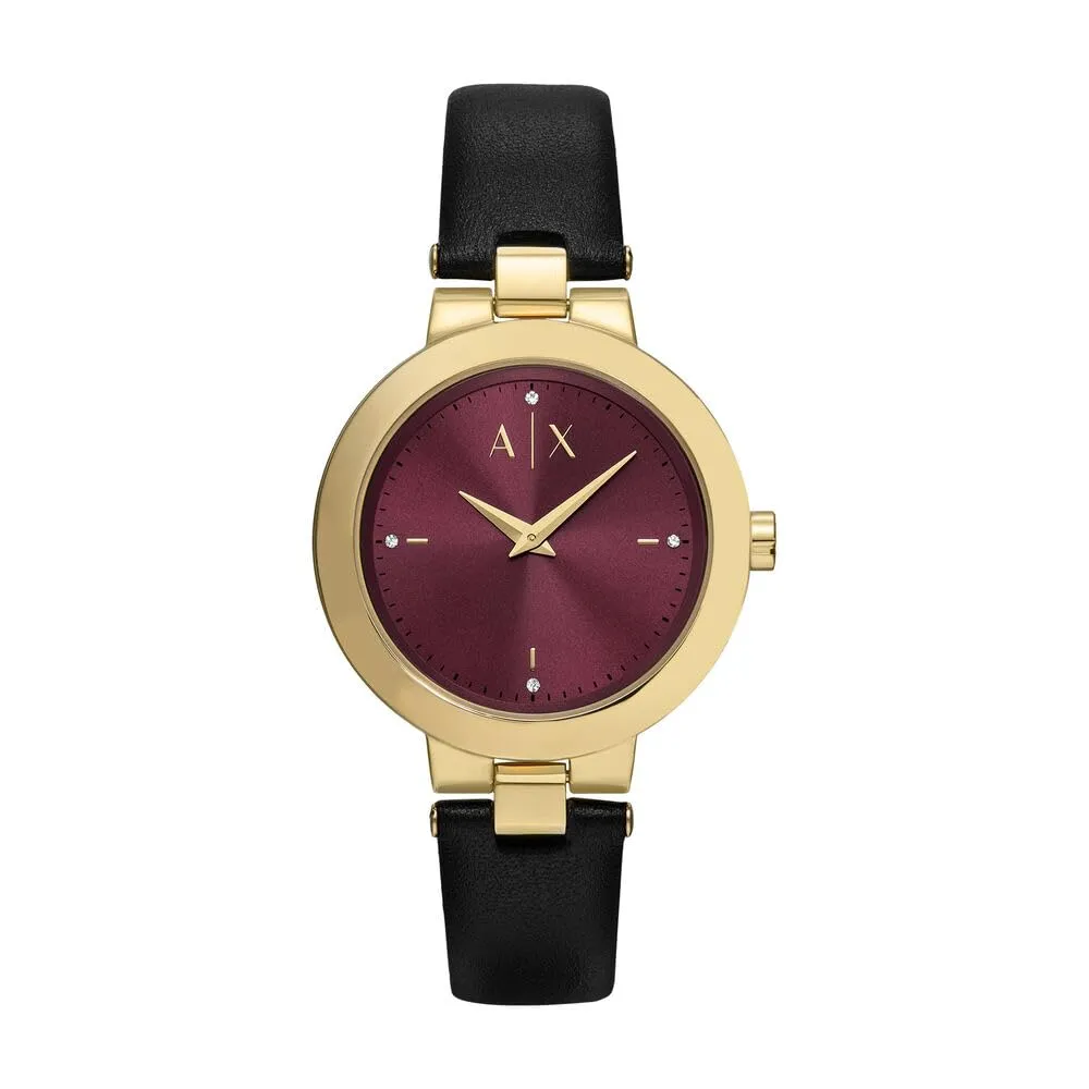 Armani Exchange Orologio da donna, Movimento al quarzo a due lancette e cassa da 36 mm con cinturino in acciaio o pelle - immagine 1