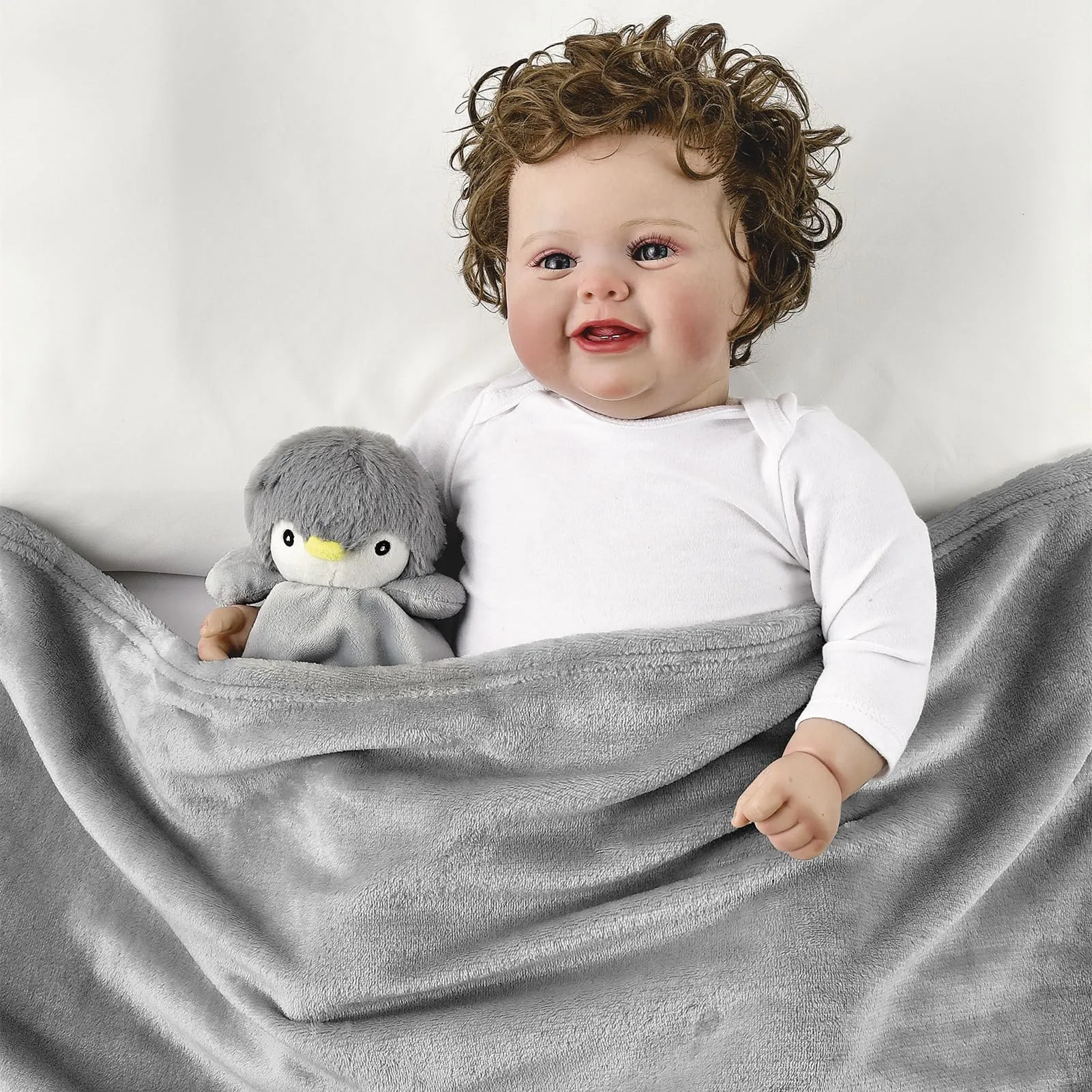 CREVENT Loveys - Coperta di sicurezza in peluche per neonati e ragazzi, per compleanno (pinguino) - immagine 3