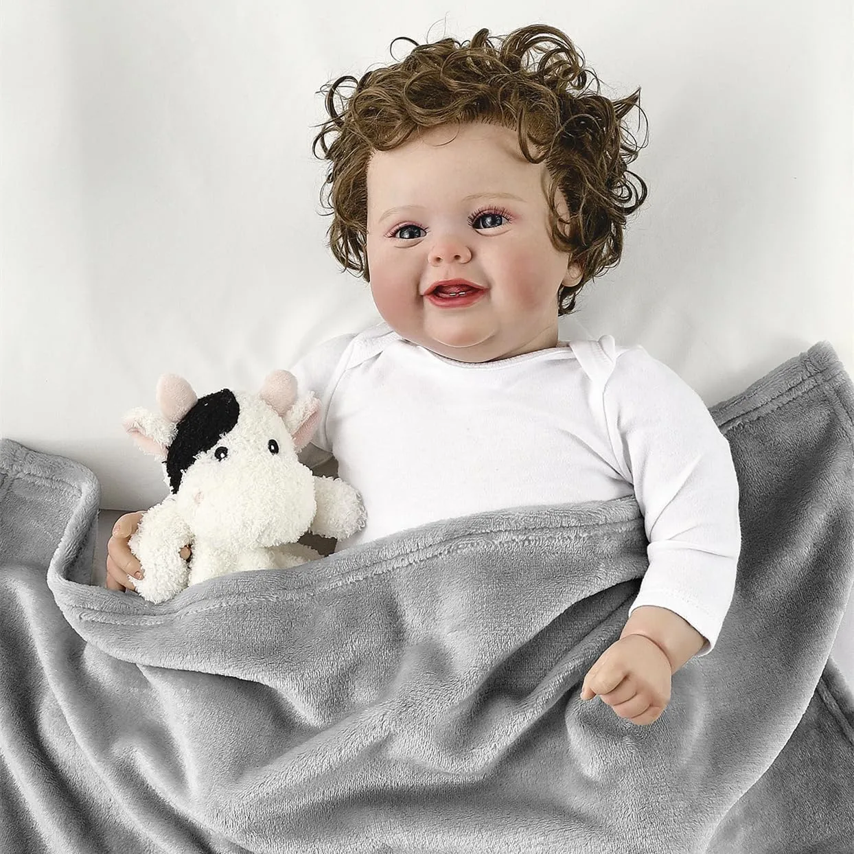 CREVENT Morbida coperta di peluche per bambini e bambine, per compleanno (mucca) - immagine 3