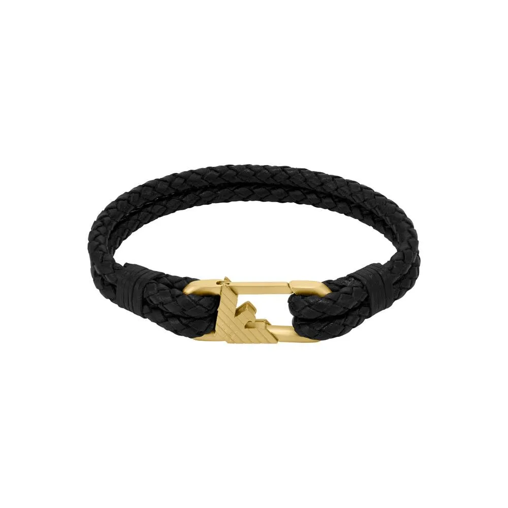 Emporio Armani Bracciale da uomo in acciaio inossidabile o in pelle con chiusura a maglie - immagine 1