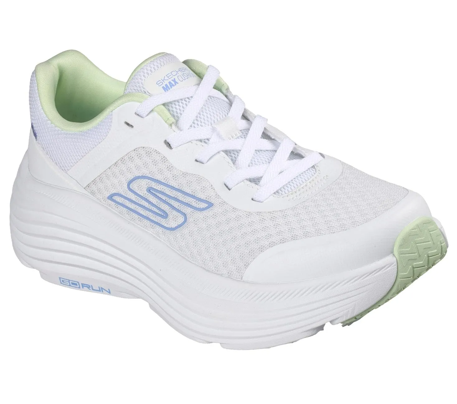 Skechers Donna Max Cushioning Endeavour Canova Trainers, White Synthetic/Mint Trim, 38.5 EU - immagine 1