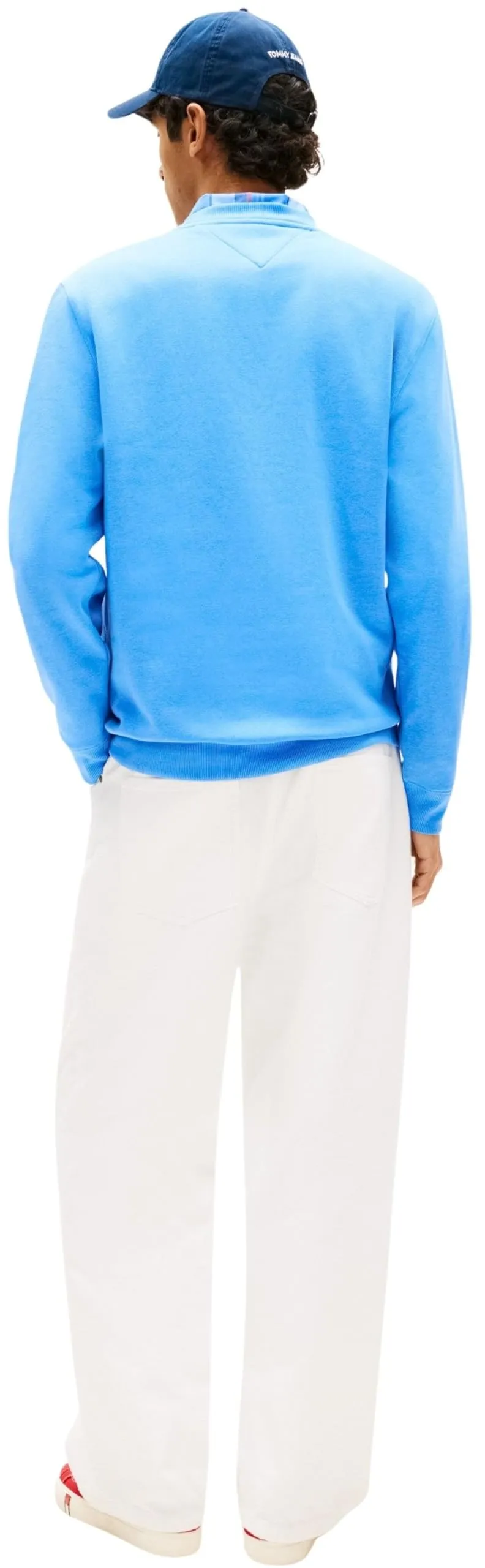 Tommy Jeans Uomo Felpa Regular Fit Flag Fleece Scollo Rotondo, Blu (Blue Twilight), M - immagine 3