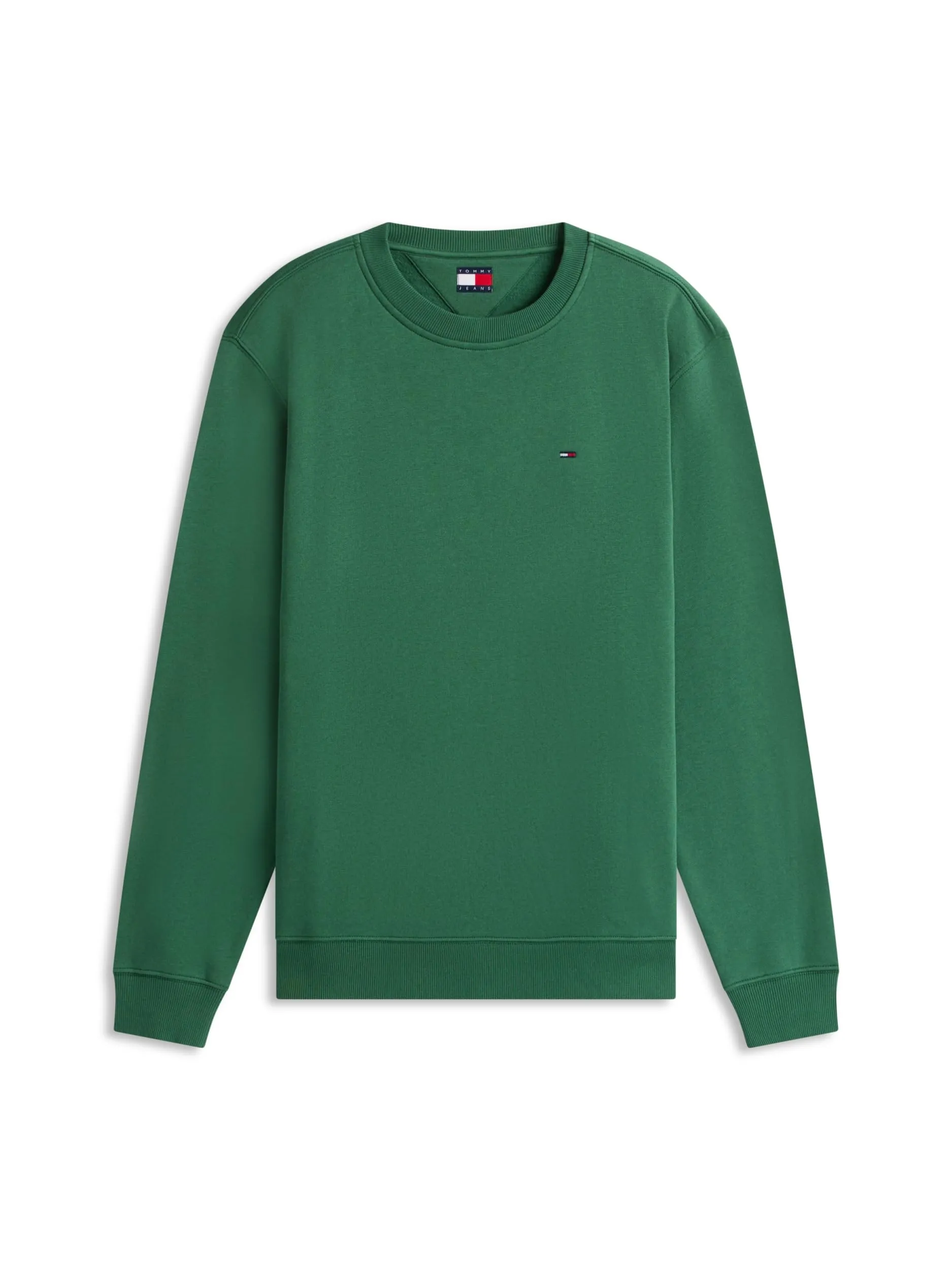 Tommy Jeans Uomo Felpa Regular Fit Flag Fleece Scollo Rotondo, Multicolore (Shadow Pine), S - immagine 4