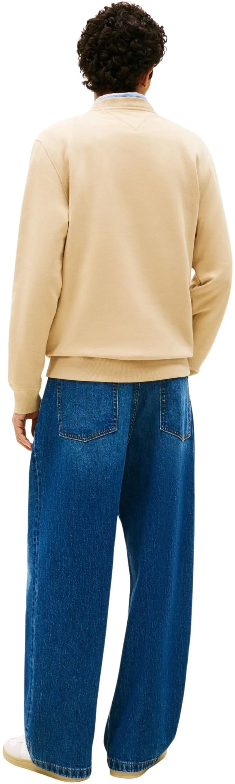 Tommy Jeans Uomo Felpa Regular Fit Flag Fleece Scollo Rotondo, Beige (Gentle Gold), XS - immagine 2