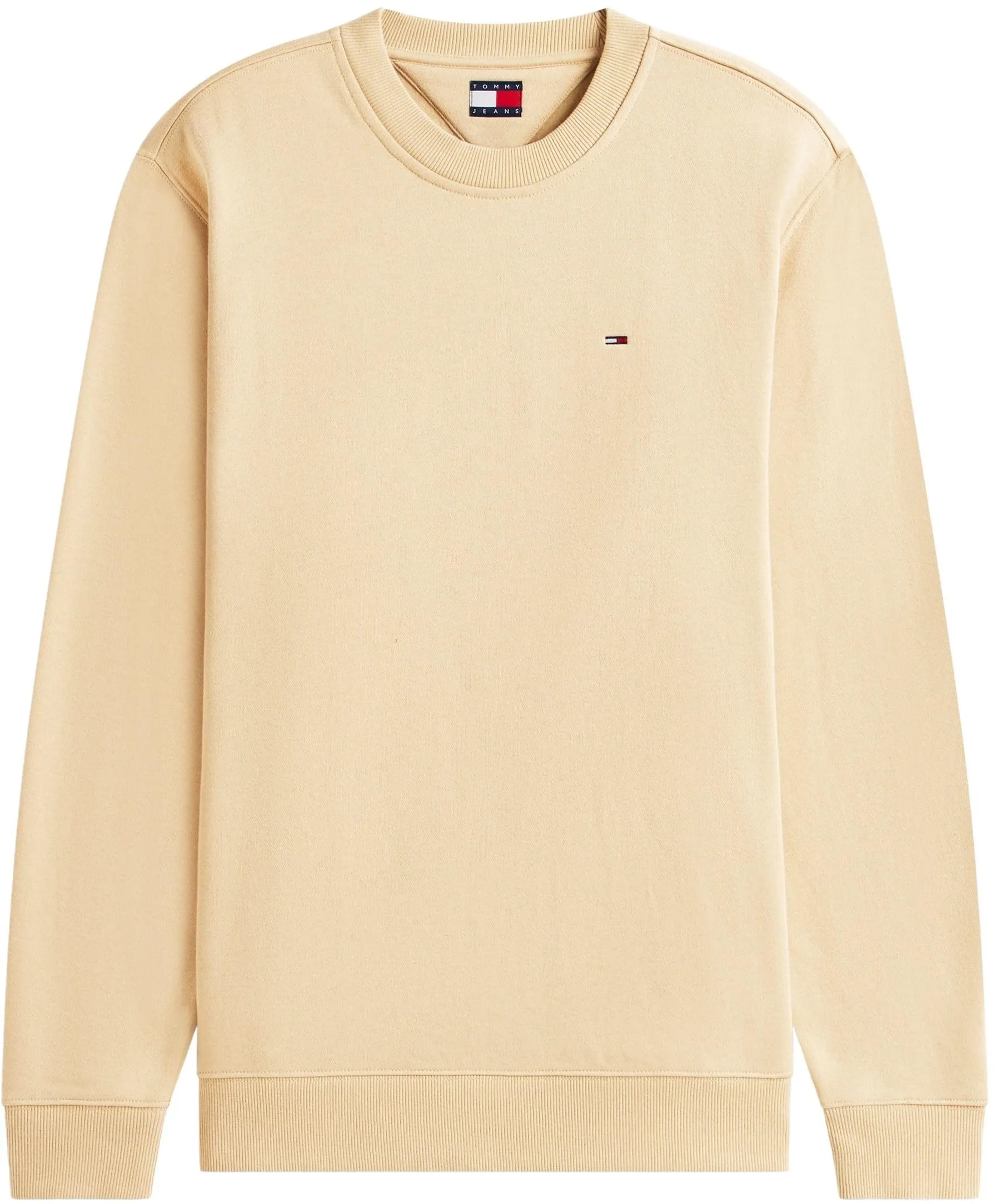 Tommy Jeans Uomo Felpa Regular Fit Flag Fleece Scollo Rotondo, Beige (Gentle Gold), XS - immagine 6
