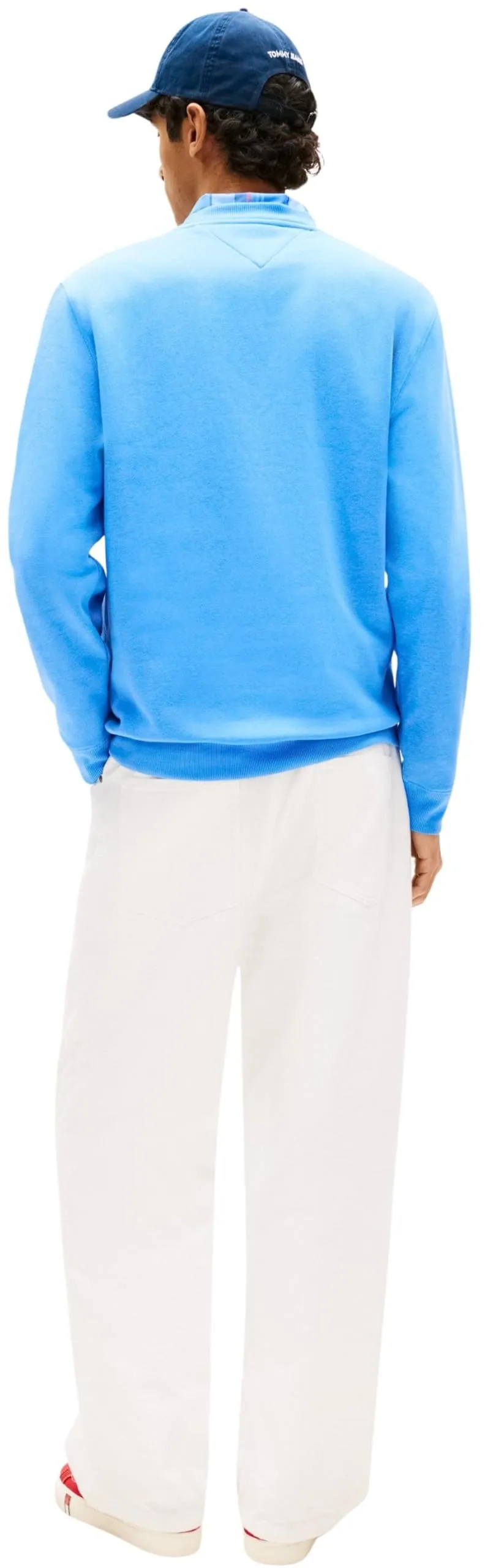 Tommy Jeans Uomo Felpa Regular Fit Flag Fleece Scollo Rotondo, Blu (Blue Twilight), L - immagine 2