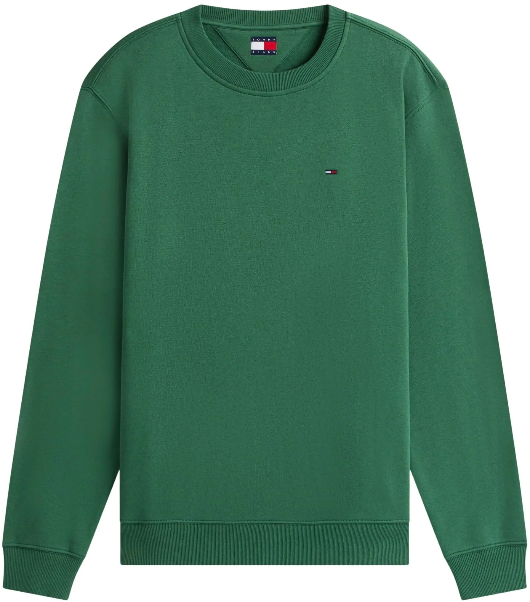 Tommy Jeans Uomo Felpa Regular Fit Flag Fleece Scollo Rotondo, Multicolore (Shadow Pine), XXL - immagine 6