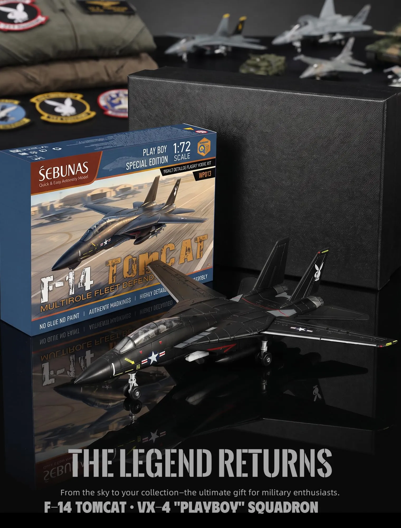 SEBUNAS 1:72 F-14 Tomcat Nero Jet da combattimento modello assemblabile - immagine 6