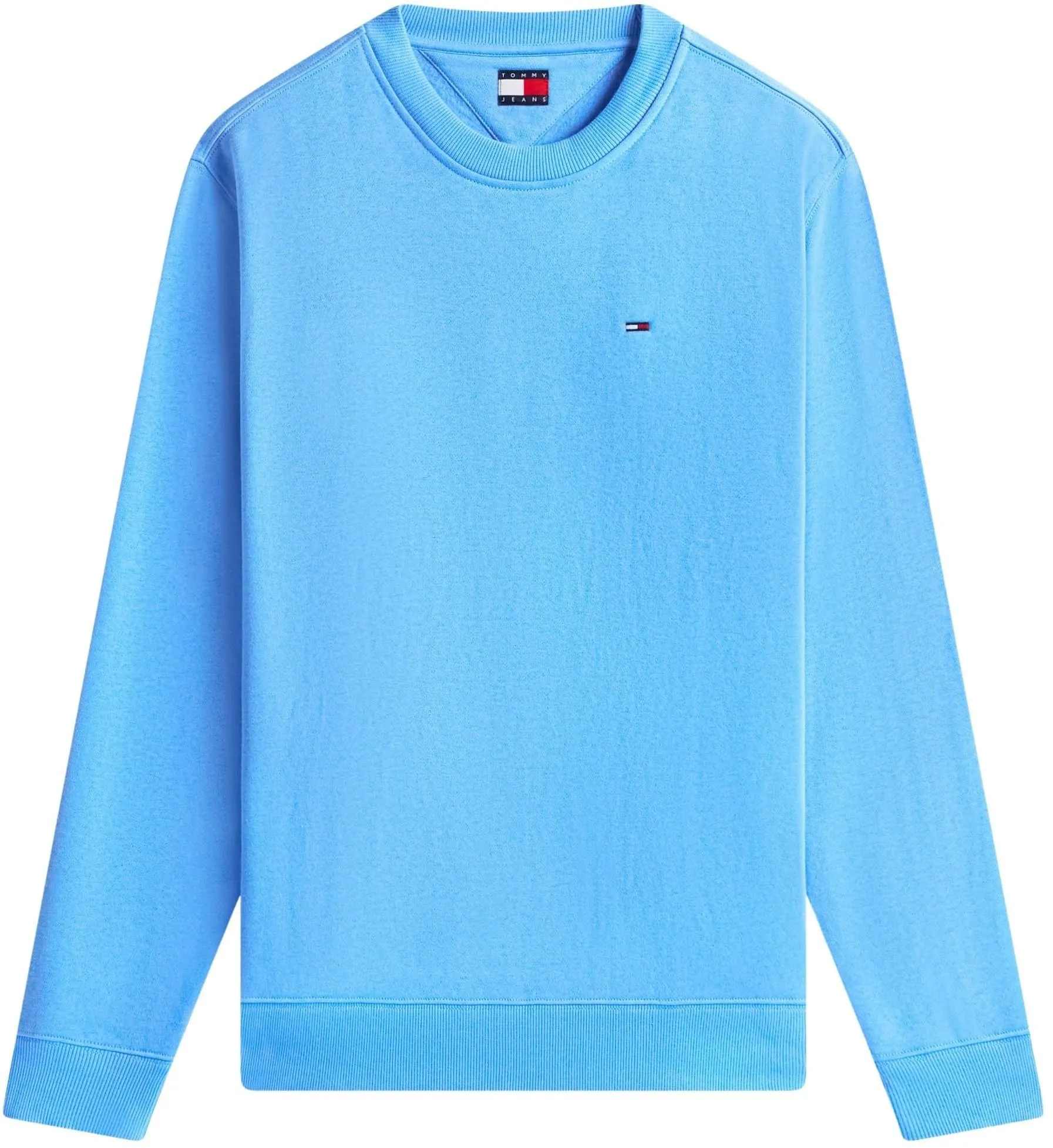 Tommy Jeans Uomo Felpa Regular Fit Flag Fleece Scollo Rotondo, Blu (Blue Twilight), S - immagine 6