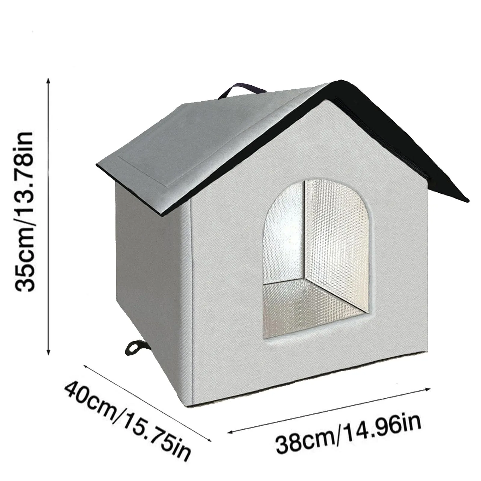 Casetta per gatti e cuccioli di cani per esterni, impermeabile, resistente all’inverno, con tenda trasparente rimovibile (M, grigio 1) - immagine 5