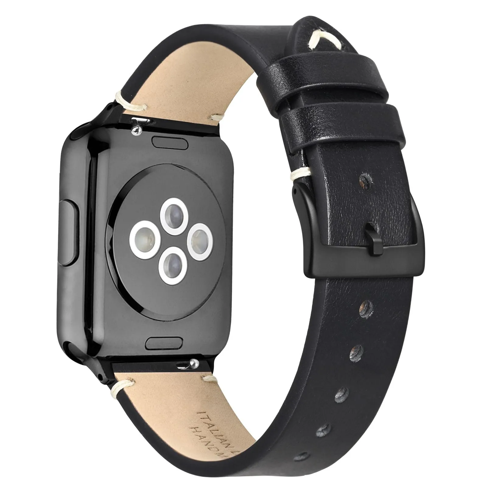 ANNEFIT Vintage Cinturino Orologio per Uomo Donna, Cinturini in Pelle Italiana, Sgancio Rapido e Fibbia Nera, Larghezza della banda 24mm (Nero) - immagine 8