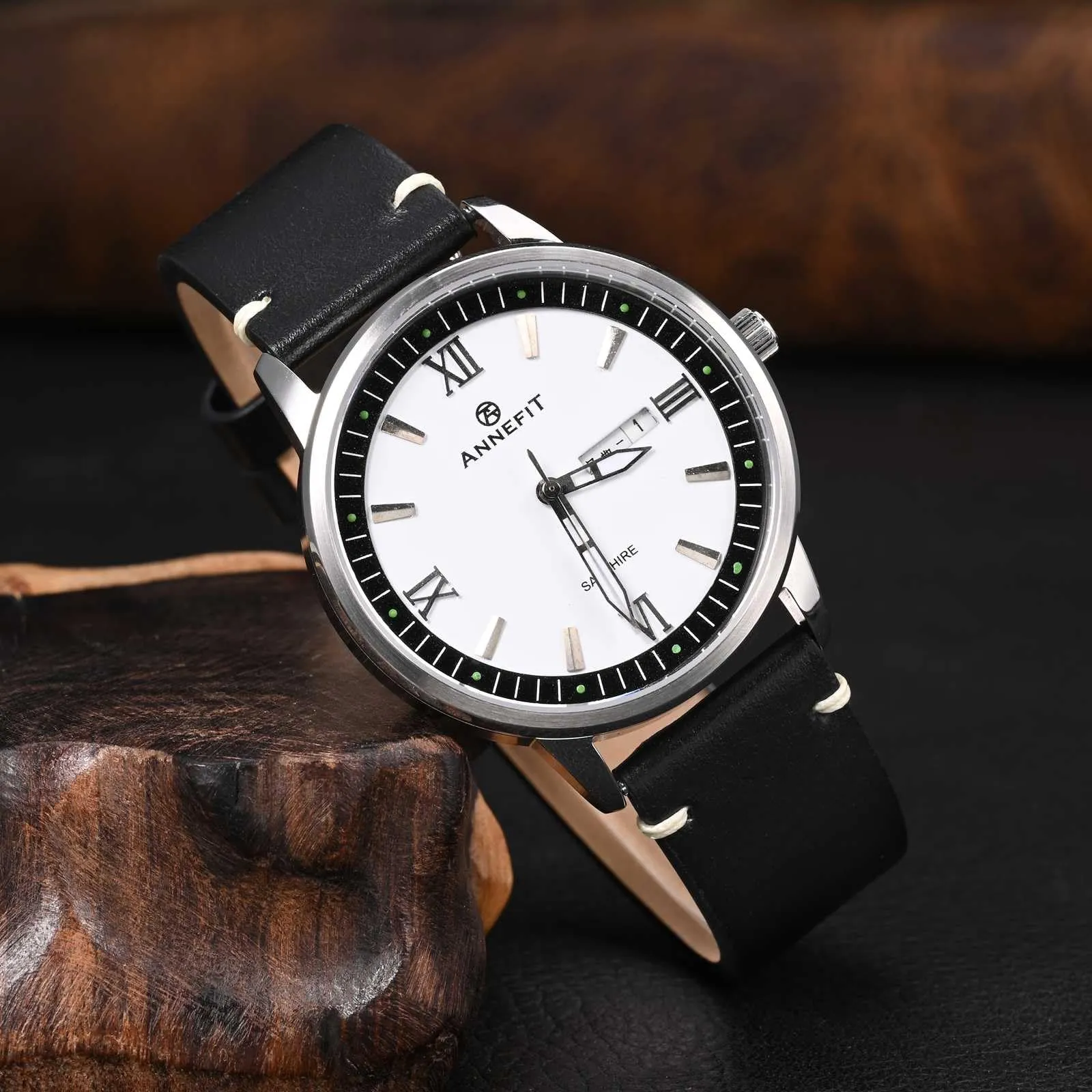 ANNEFIT Vintage Cinturino Orologio per Uomo Donna, Cinturini in Pelle Italiana, Sgancio Rapido e Fibbia Nera, Larghezza della banda 19mm (Nero) - immagine 2