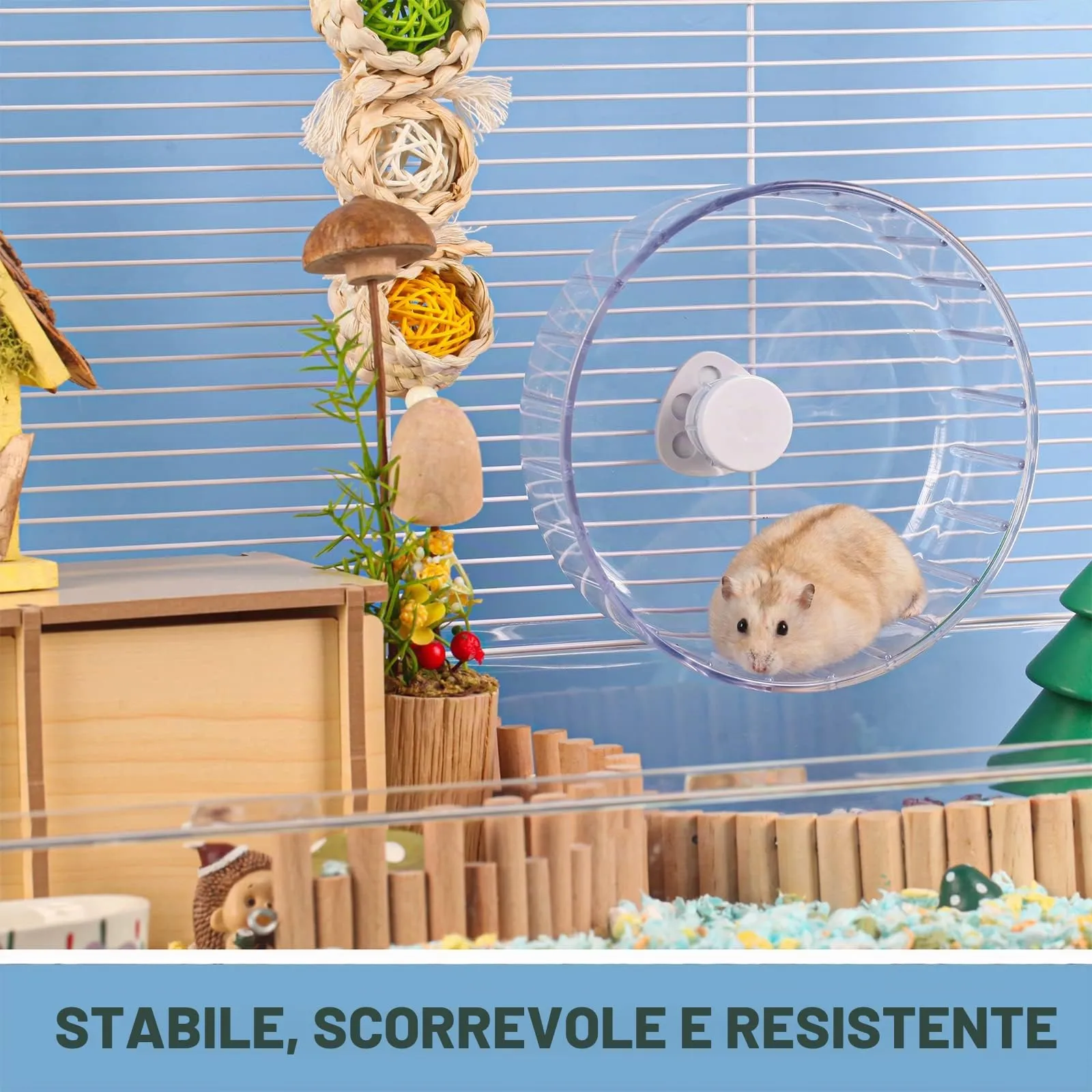BUCATSTATE Ruota Criceto, 15cm Super Silenziosa Ruota da Corsa Trasparente per Criceti Piccoli Animali Domestici Criceto Gerbil - immagine 4