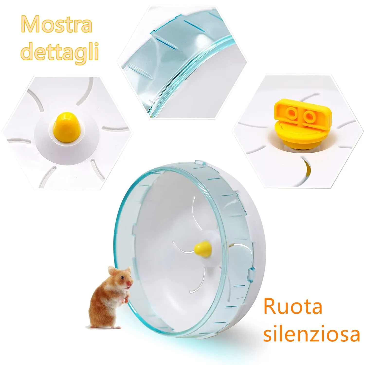 Norhogo 1 Pezzi Super Silenziosa Ruota Criceto, Acrilica Ruota Corsa, 12cm - immagine 5