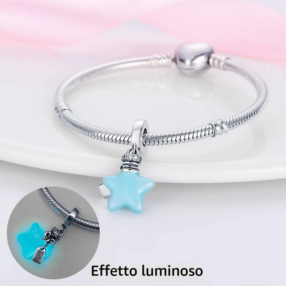 LNQOBU Ciondolo Lucciola Scintillante Charm Glow in the dark Charm Argento Sterling 925 Per Bracciali e Collan - immagine 2