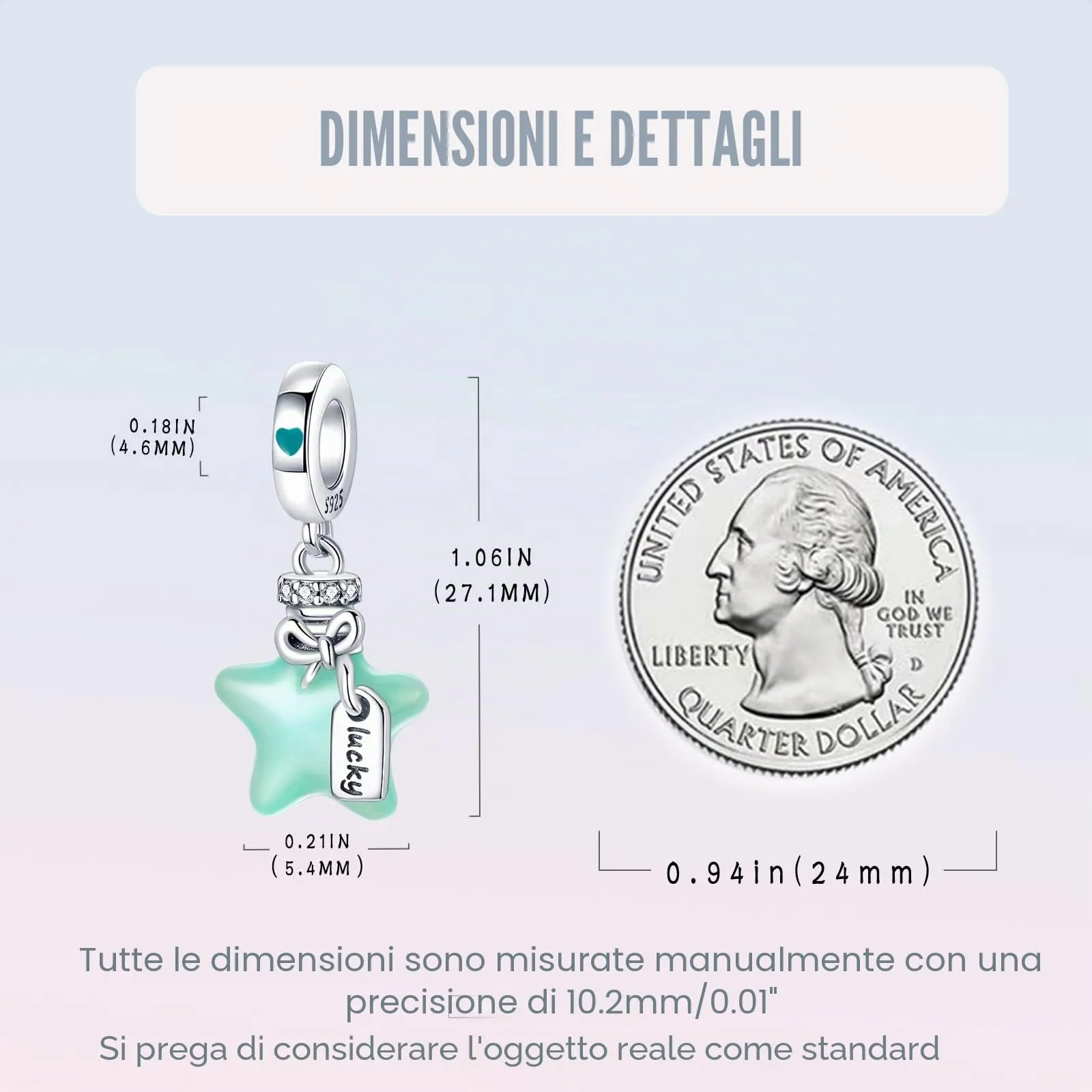 LNQOBU Ciondolo Lucciola Scintillante Charm Glow in the dark Charm Argento Sterling 925 Per Bracciali e Collan - immagine 5