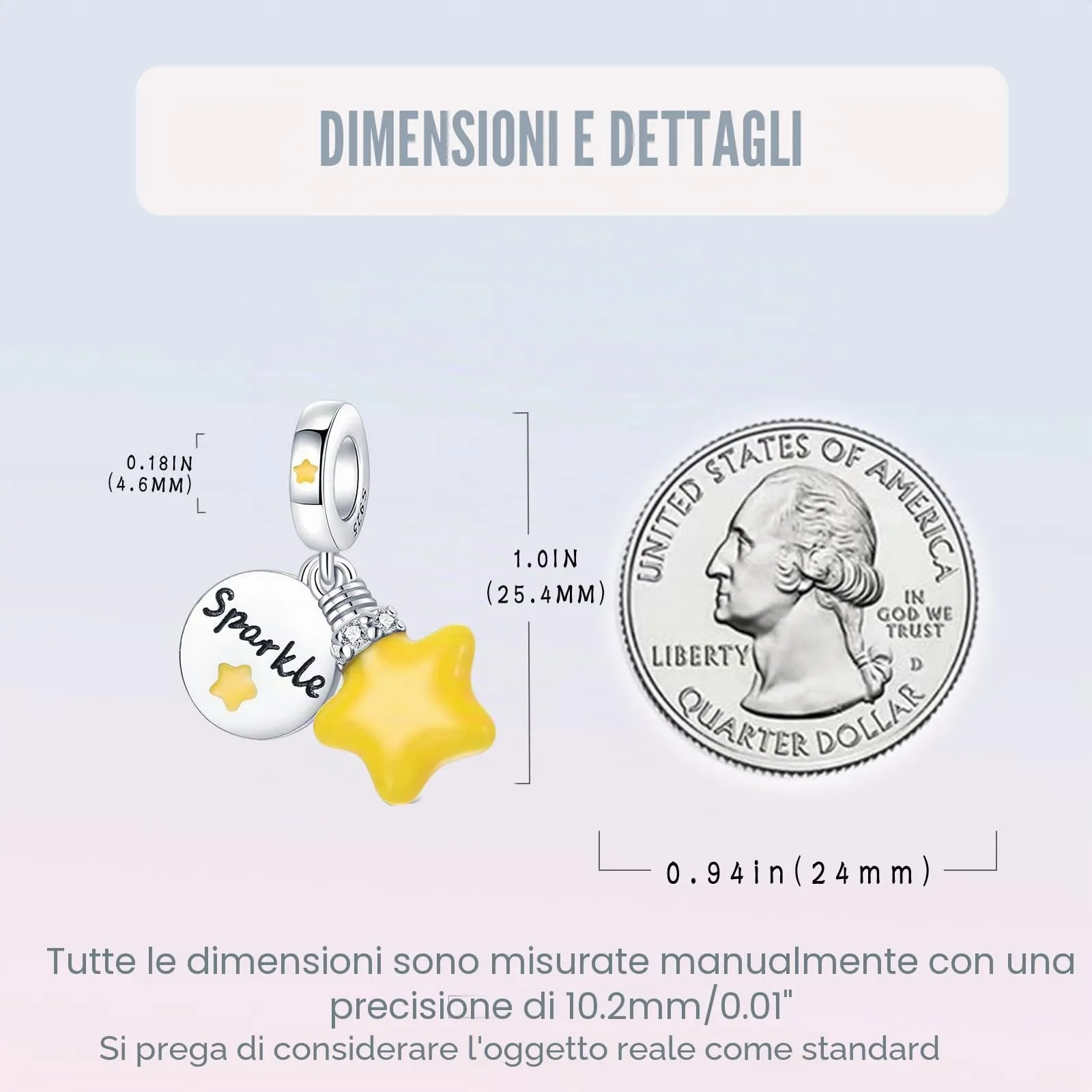 LNQOBU Ciondolo Lucciola Scintillante Charm Glow in the dark Charm Argento Sterling 925 Per Bracciali e Collan - immagine 6