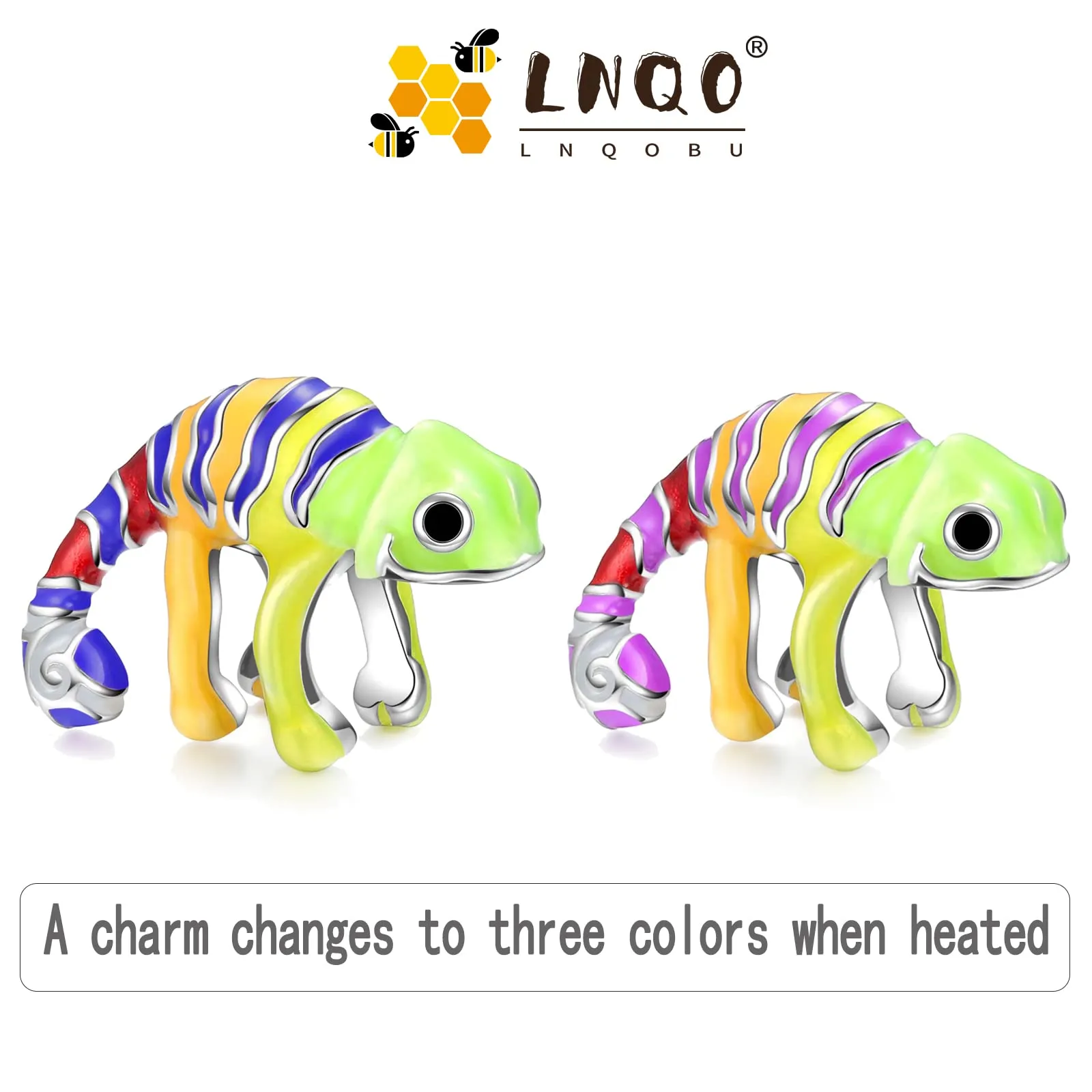 LNQOBU Ciondolo camaleonte Charm Donna Argento Sterling 925 Bead Charm da Donna per Bracciali e Collane - immagine 3