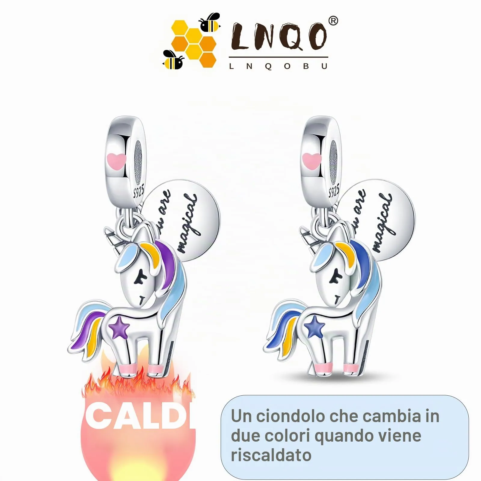 LNQOBU Ciondolo camaleonte Charm Donna Argento Sterling 925 Bead Charm da Donna per Bracciali e Collane - immagine 2
