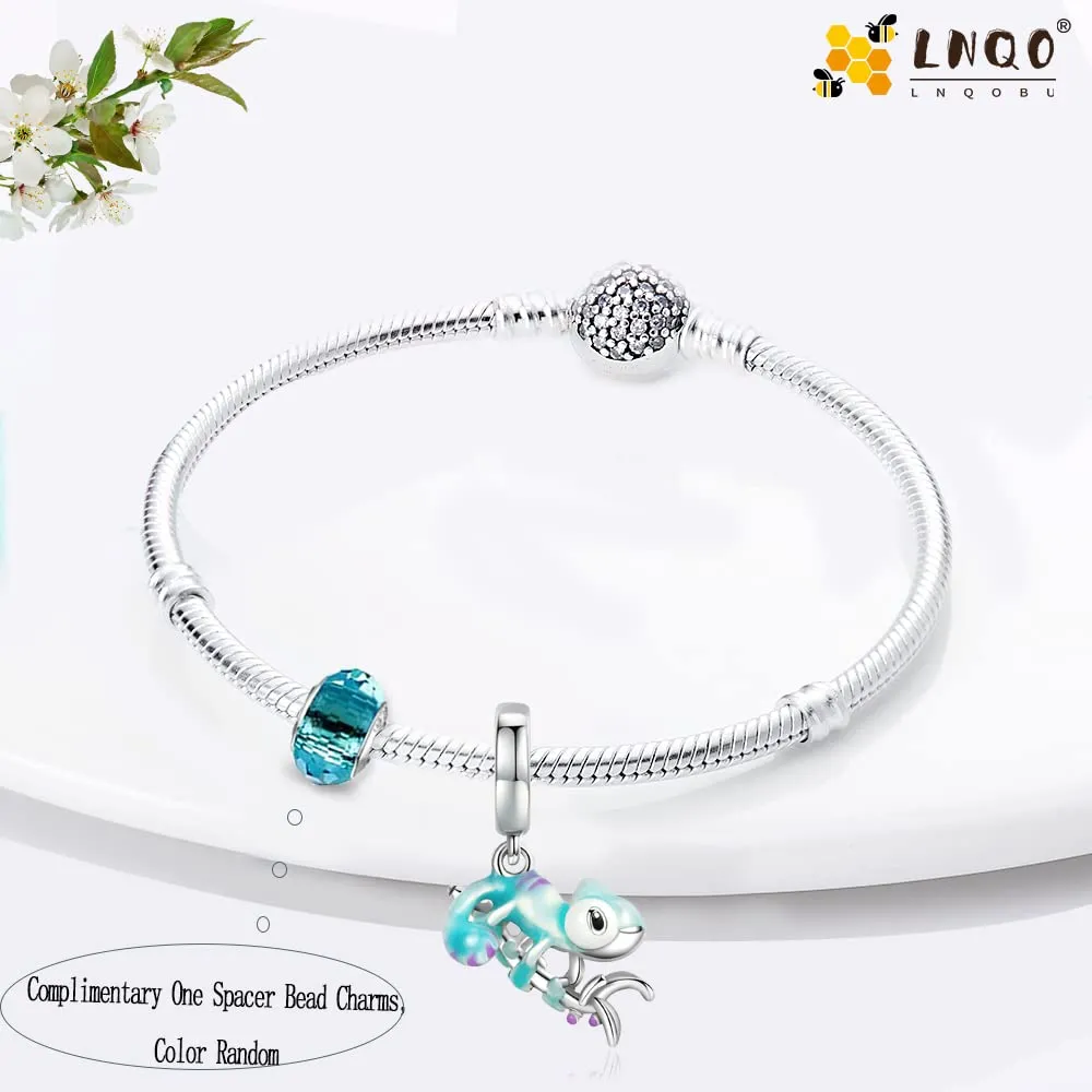 LNQOBU Ciondolo camaleonte Charm Donna Argento Sterling 925 Bead Charm da Donna per Bracciali e Collane - immagine 4