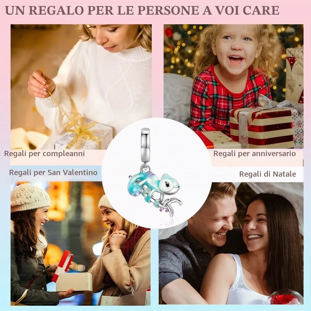 LNQOBU Ciondolo camaleonte Charm Donna Argento Sterling 925 Bead Charm da Donna per Bracciali e Collane - immagine 7