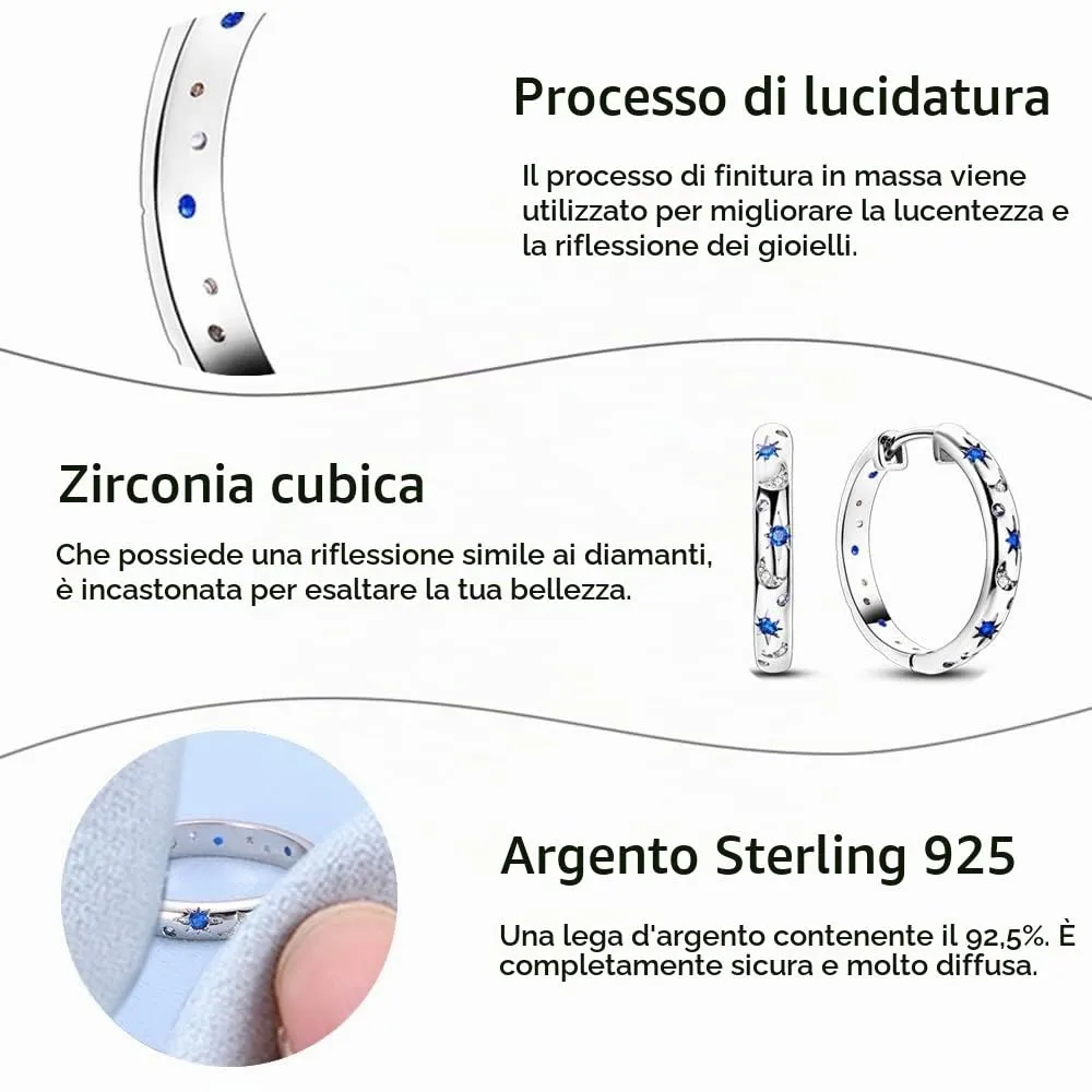 QIKAOLA S925 Orecchini in argento da donna Orecchini a cerchio ipoallergenici Orecchini Huggie con zirconia cubica - immagine 4