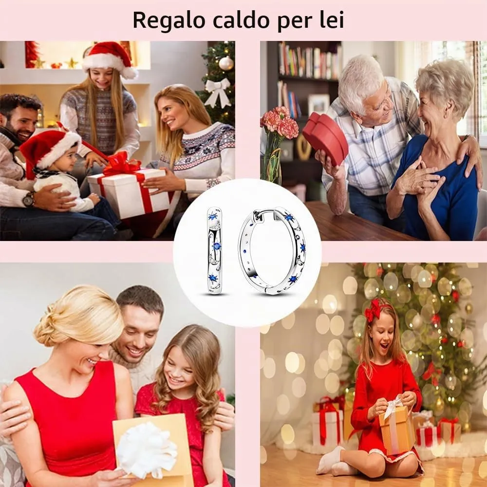 QIKAOLA S925 Orecchini in argento da donna Orecchini a cerchio ipoallergenici Orecchini Huggie con zirconia cubica - immagine 7