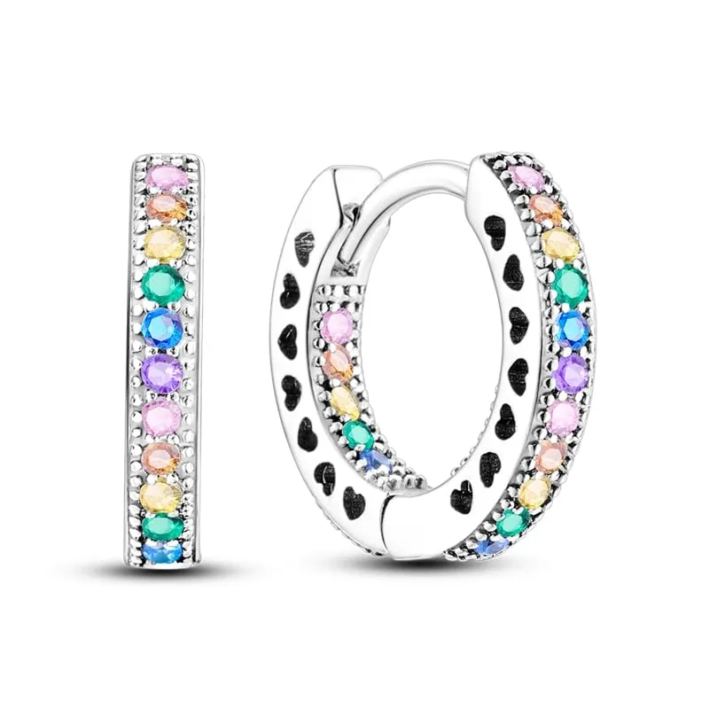 QIKAOLA S925 Orecchini in argento da donna Orecchini a cerchio ipoallergenici Orecchini Huggie con zirconia cubica - immagine 1