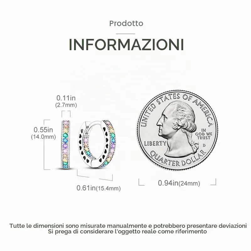 QIKAOLA S925 Orecchini in argento da donna Orecchini a cerchio ipoallergenici Orecchini Huggie con zirconia cubica - immagine 4