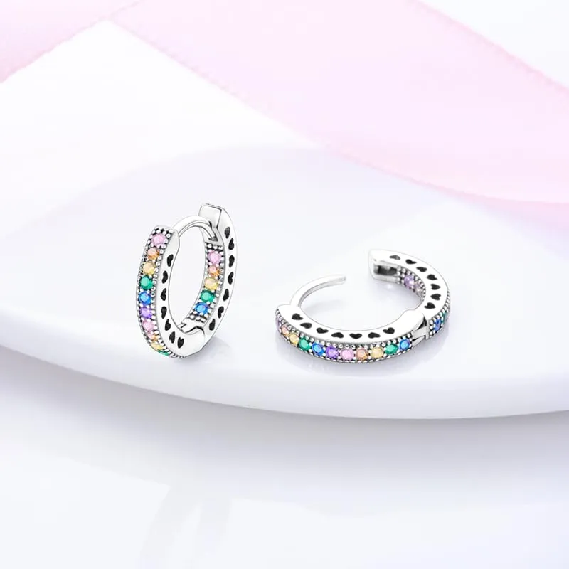 QIKAOLA S925 Orecchini in argento da donna Orecchini a cerchio ipoallergenici Orecchini Huggie con zirconia cubica - immagine 5