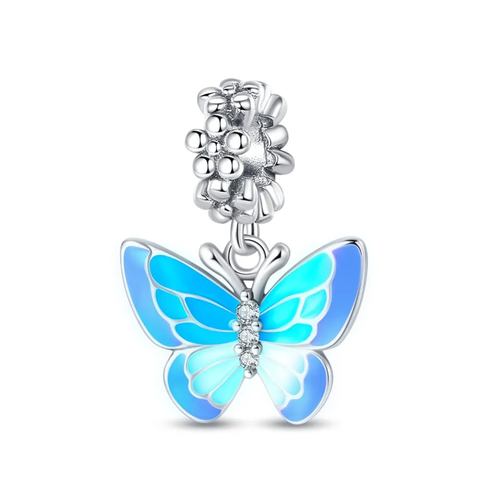 LNQOBU Ciondolo Lucciola Scintillante Glow in the Dark Charm Camaleonte Argento Sterling 925 Per Bracciali e Collane - immagine 2