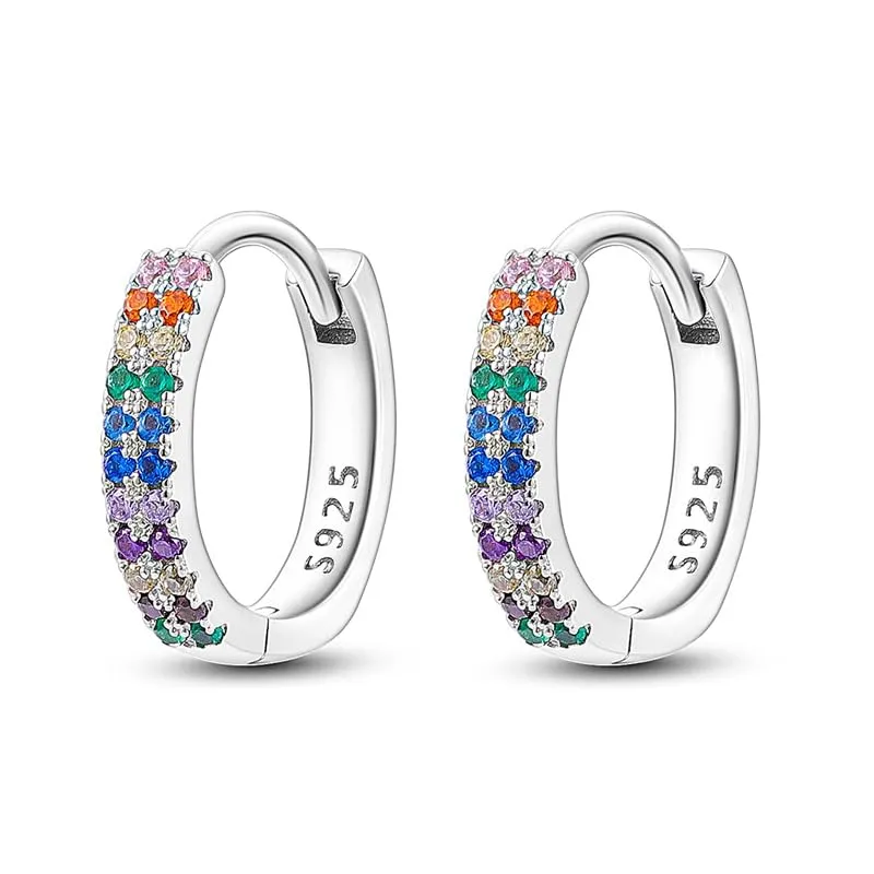 QIKAOLA S925 Orecchini in argento da donna Orecchini a cerchio ipoallergenici Orecchini Huggie con zirconia cubica - immagine 1