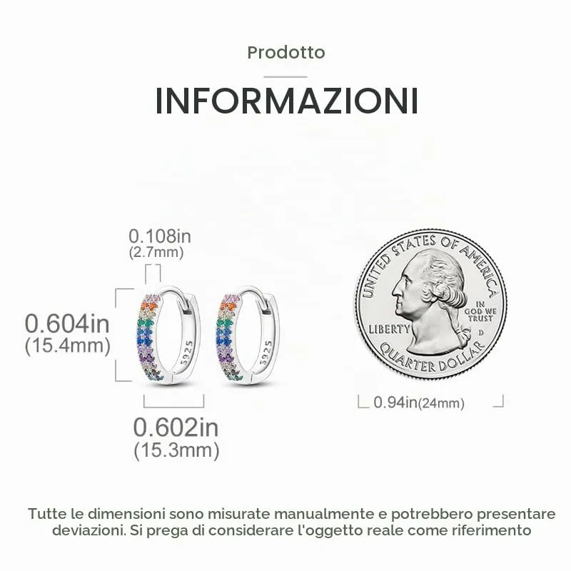 QIKAOLA S925 Orecchini in argento da donna Orecchini a cerchio ipoallergenici Orecchini Huggie con zirconia cubica - immagine 4