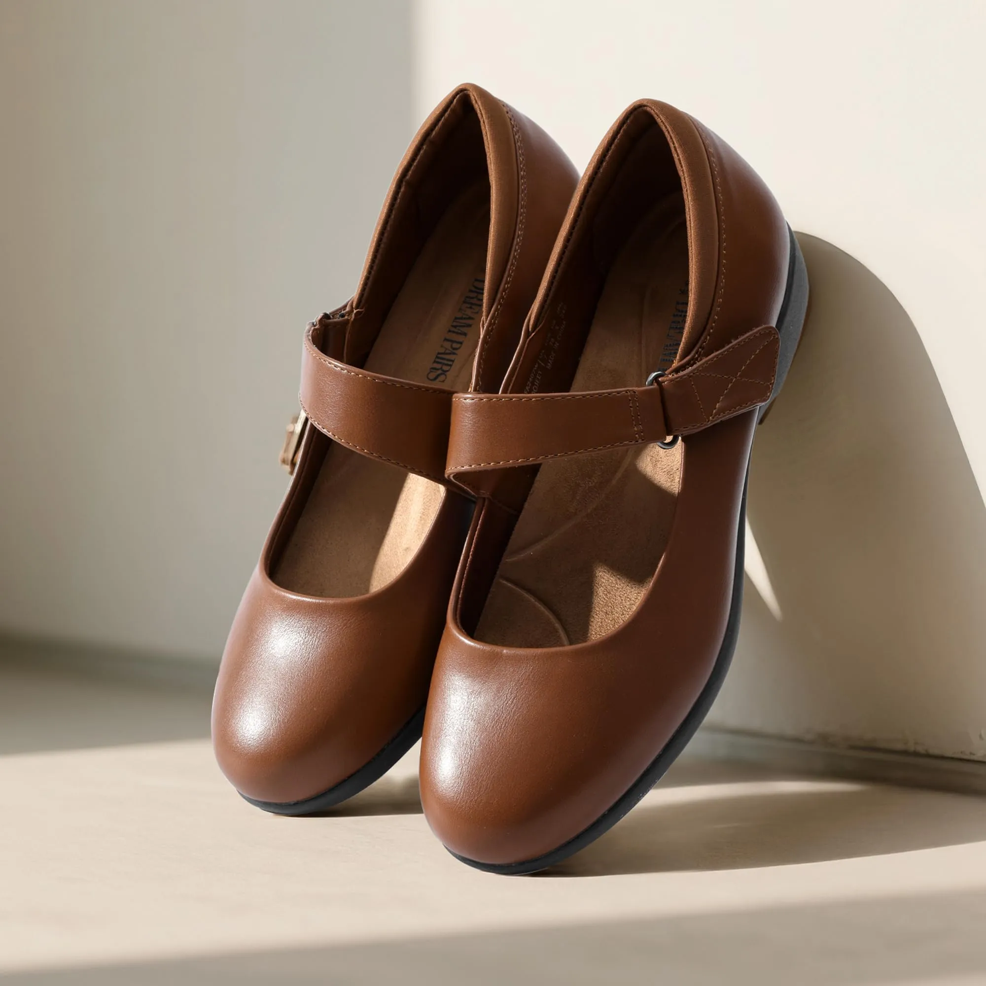 DREAM PAIRS Ballerine Donna Mary Jane,Marrone,40 - immagine 3