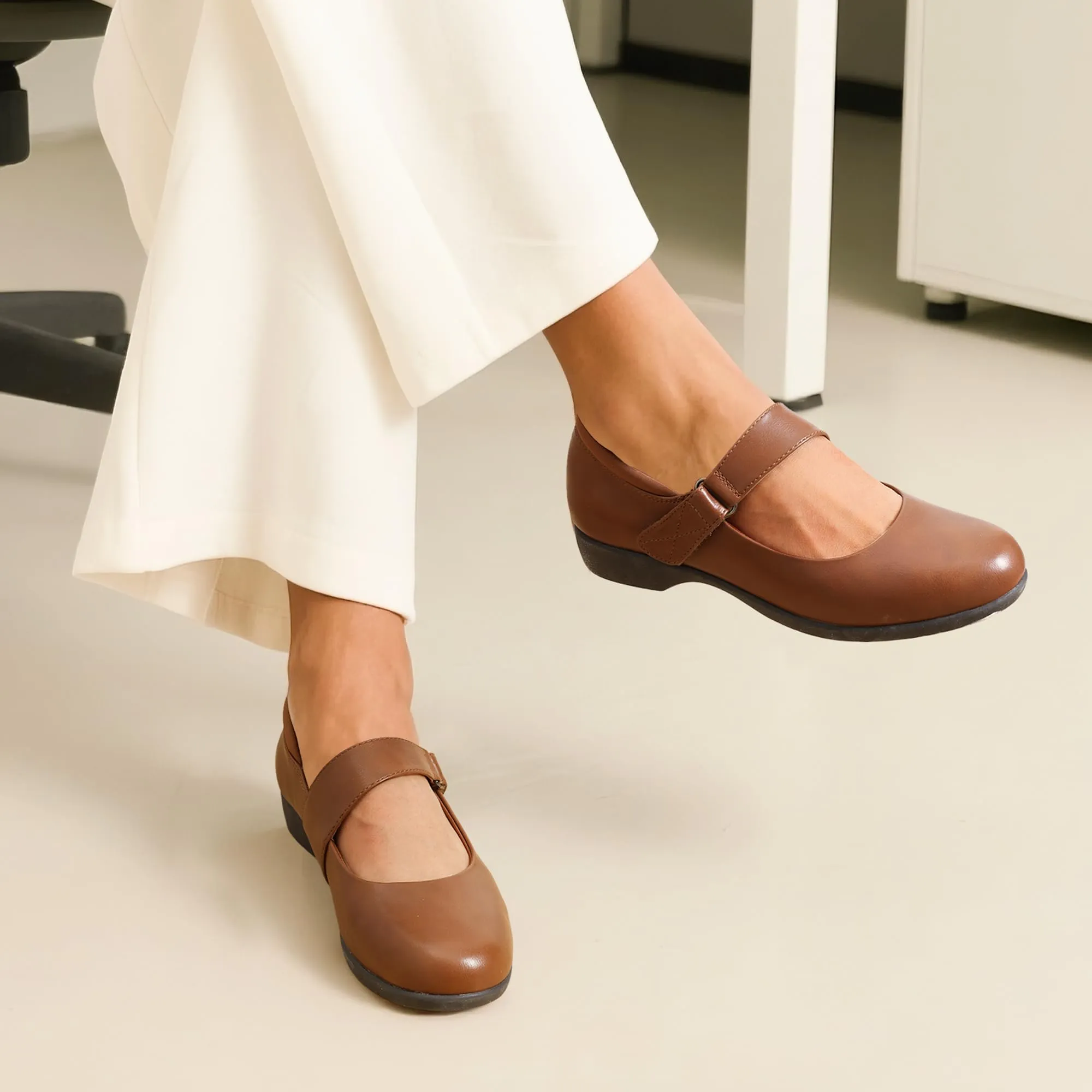 DREAM PAIRS Ballerine Donna Mary Jane,Marrone,38.5 - immagine 7