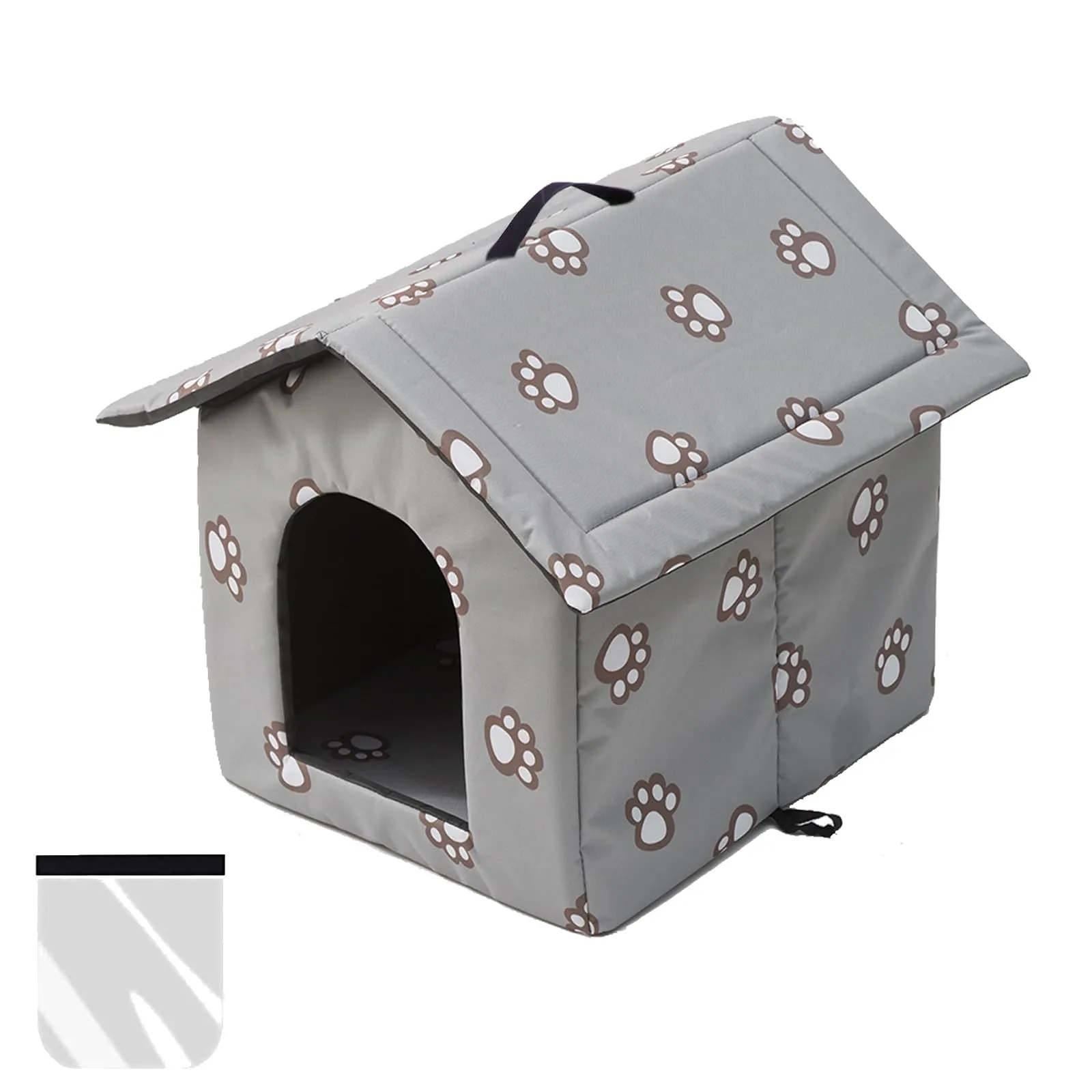Casetta per Gatti per Esterni, Casetta per Gatti, Impermeabile, Cuccia Gatto Esterno Inverno con Tenda Timovibile (Grigio, M) - immagine 1