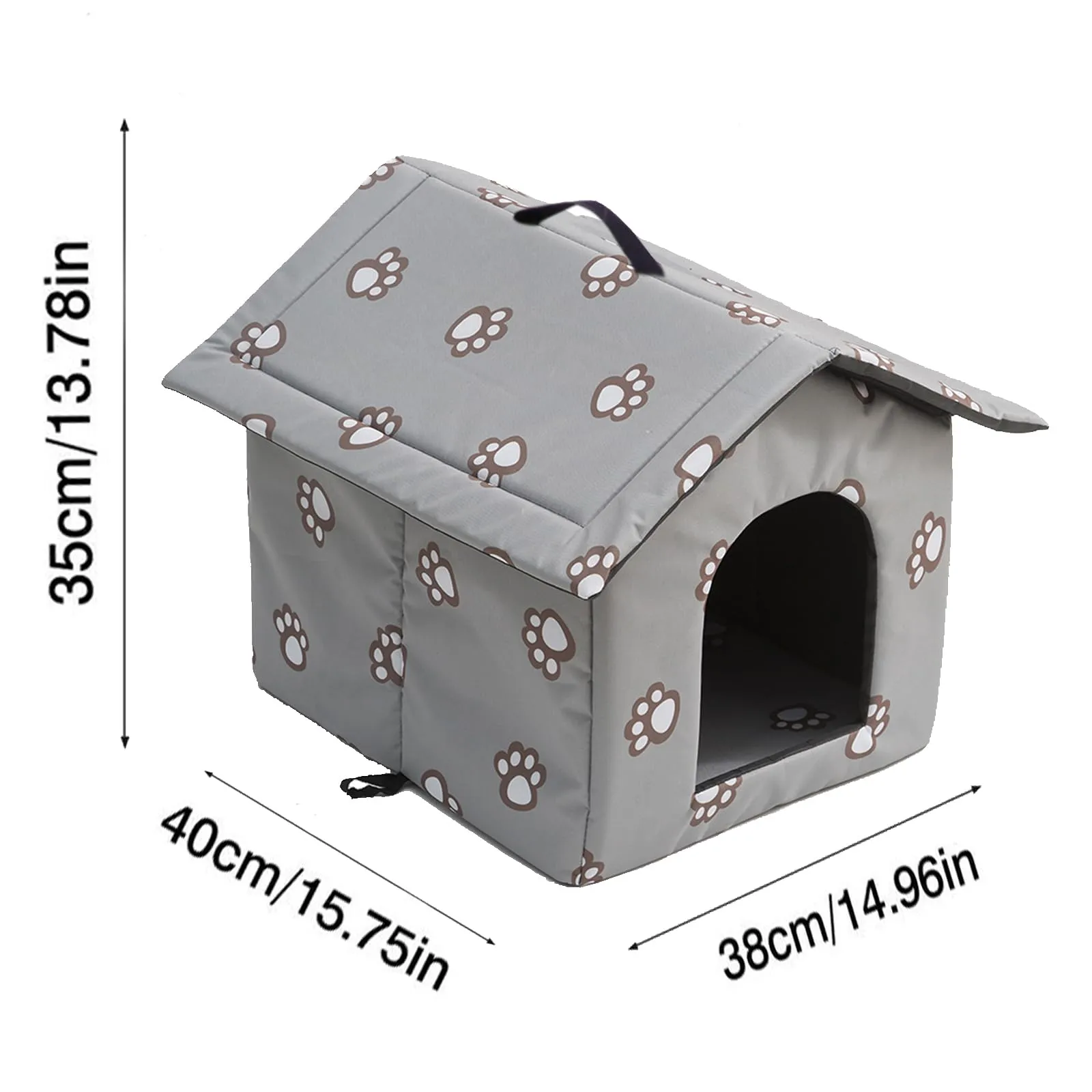 Casetta per Gatti per Esterni, Casetta per Gatti, Impermeabile, Cuccia Gatto Esterno Inverno con Tenda Timovibile (Grigio, M) - immagine 4