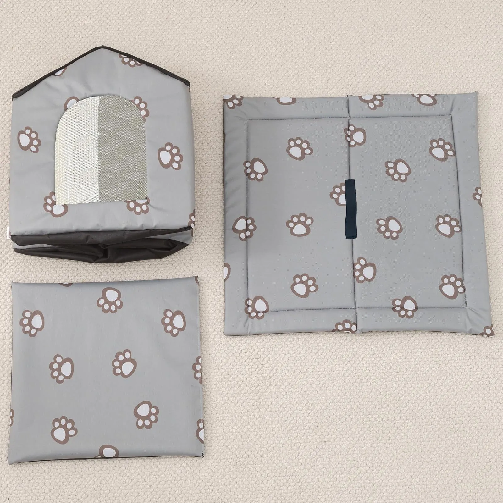 Casetta per Gatti per Esterni, Casetta per Gatti, Impermeabile, Cuccia Gatto Esterno Inverno con Tenda Timovibile (Grigio, M) - immagine 6