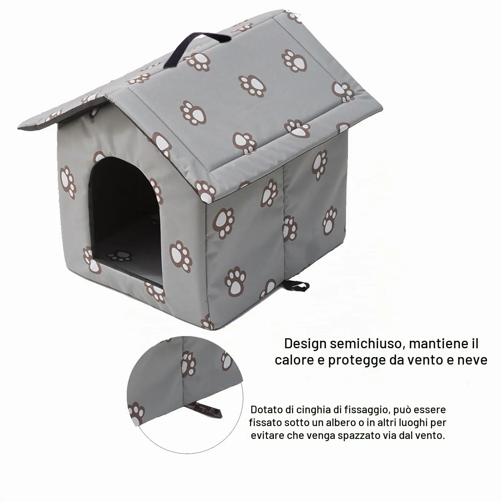 Casetta per Gatti per Esterni, Casetta per Gatti, Impermeabile, Cuccia Gatto Esterno Inverno con Tenda Timovibile - immagine 5