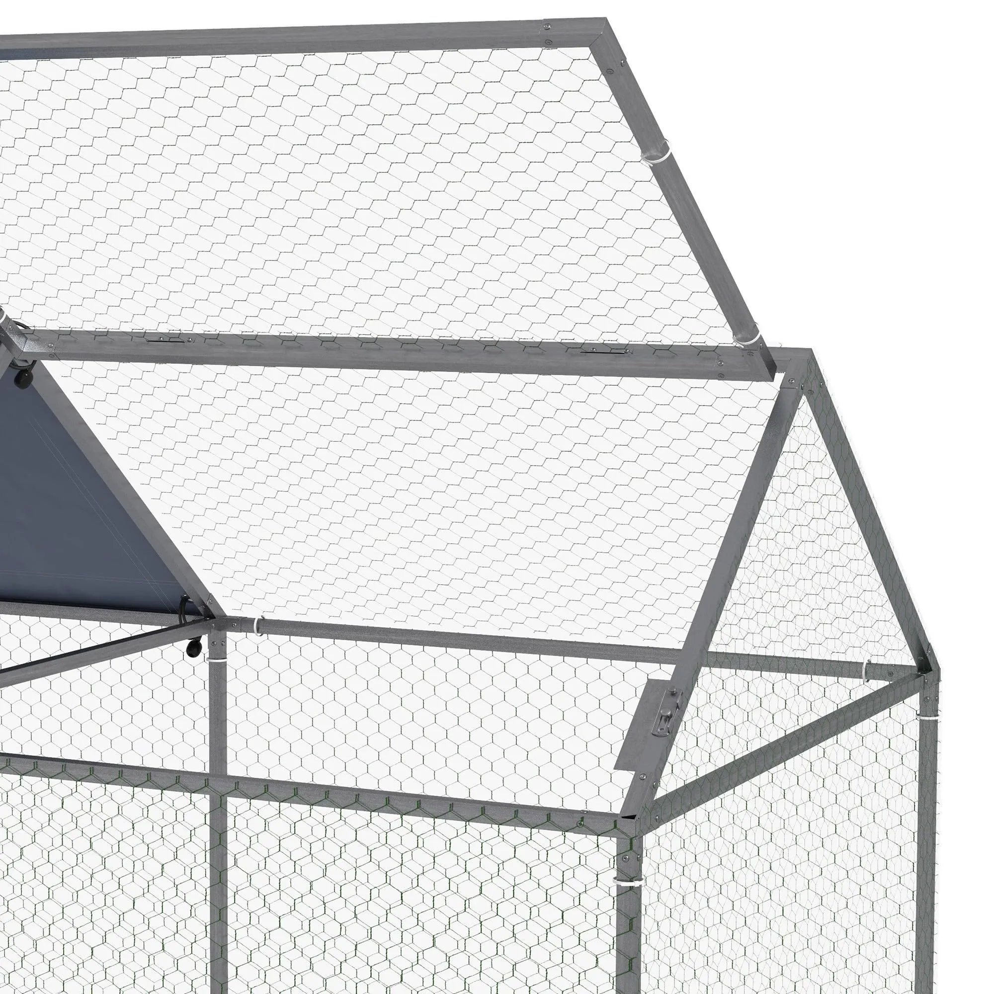 PawHut Gabbia per Animali Tetto in Oxford 198x100x120 cm Verde e Argento - immagine 8