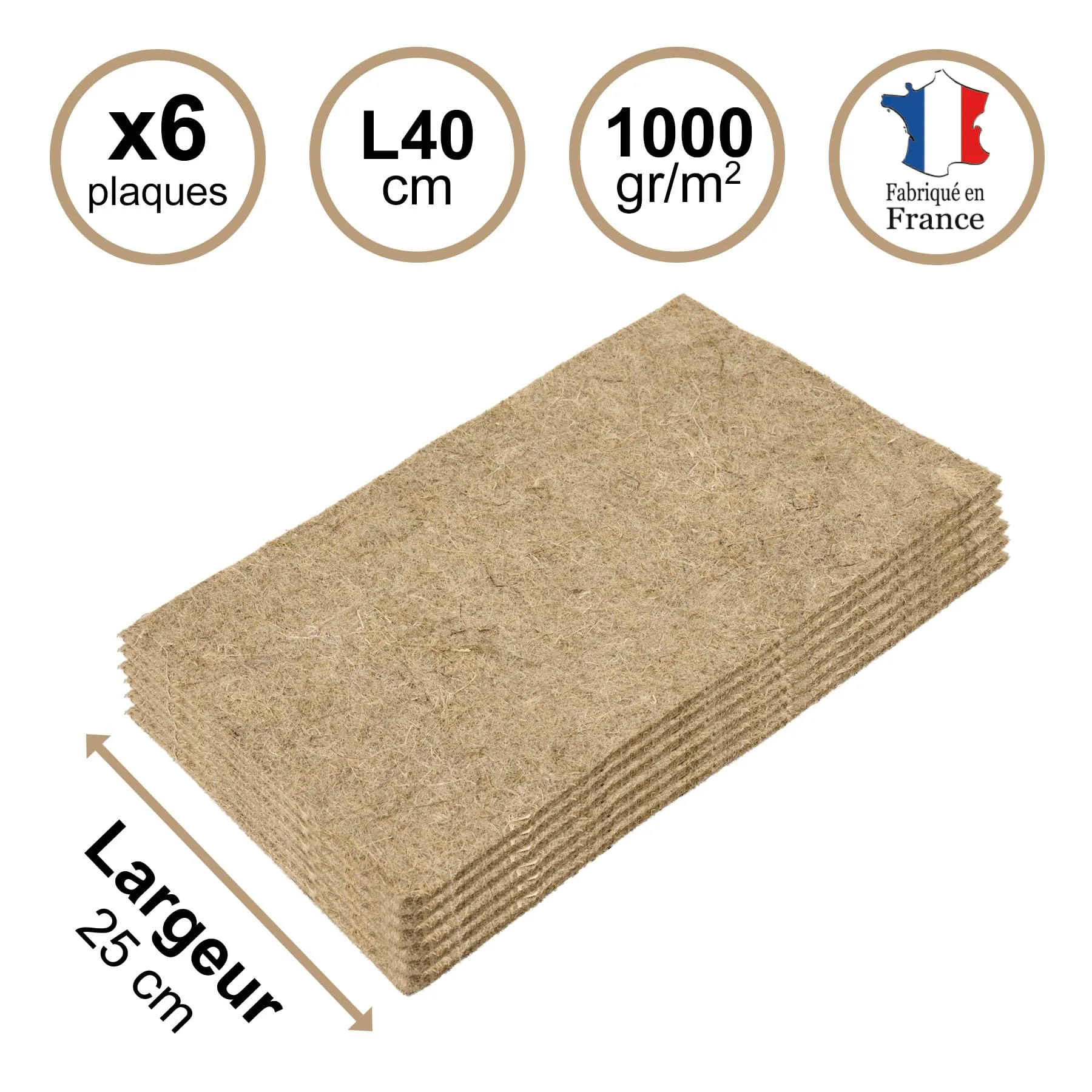 La Cordeline Set di 6 tappeti lettiera Canapa Naturale, 25 x 40 cm, 1000 g/m², Fondo Gabbia per roditori, Conigli, criceti, ECC - immagine 3