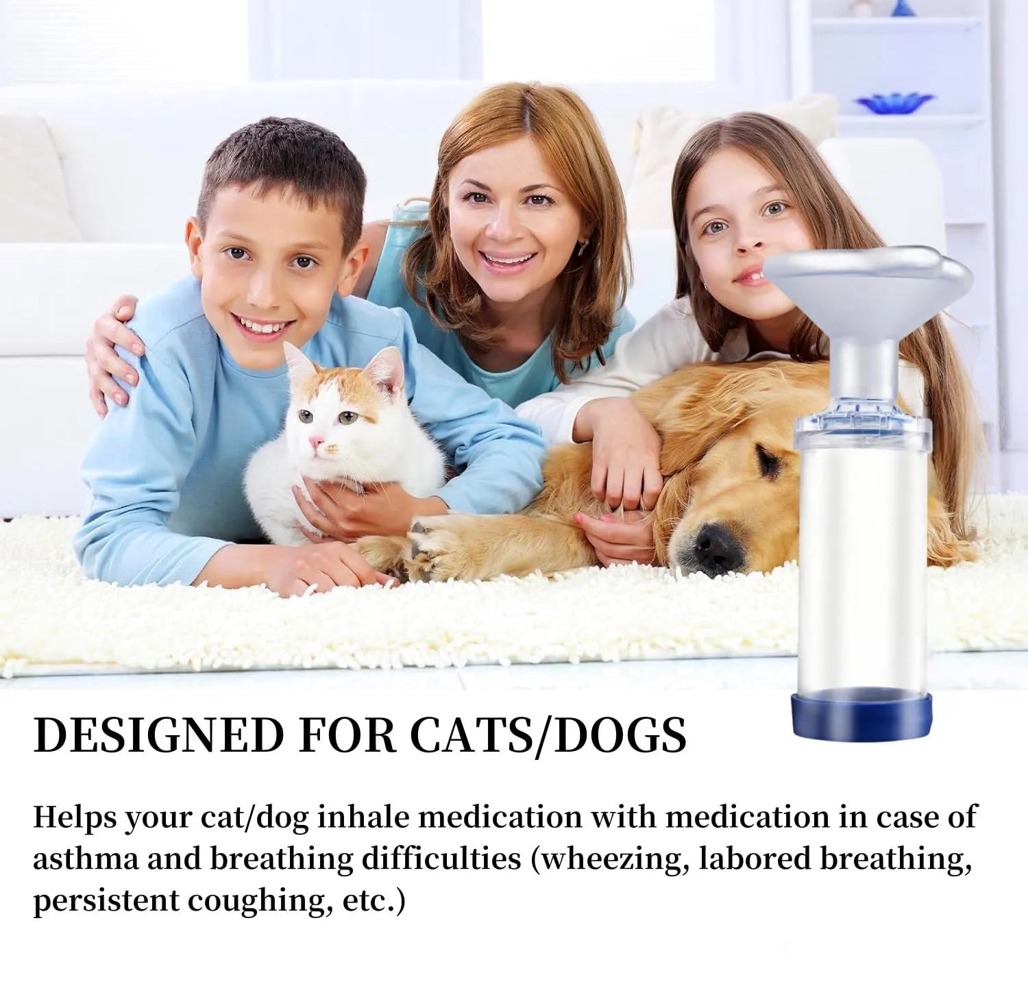 GOVNPJ Camera aerosol, distanziatore inalatore per Gatti o Cani per Animali Domestici, con Maschera, Aiuta Gli Animali Domestici a Respirare e dispensare farmaci - immagine 3