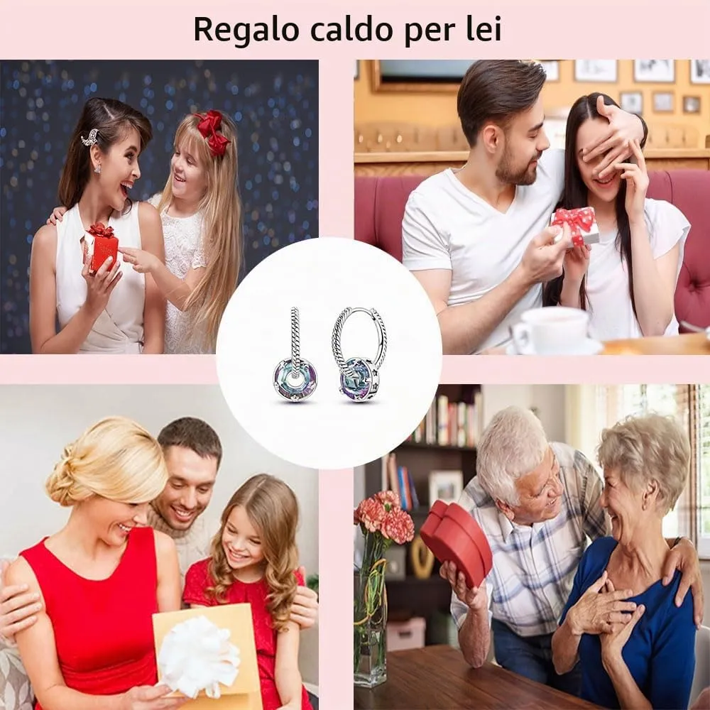 QIKAOLA S925 Orecchini in argento da donna Orecchini a cerchio ipoallergenici Orecchini Huggie con zirconia cubica - immagine 5